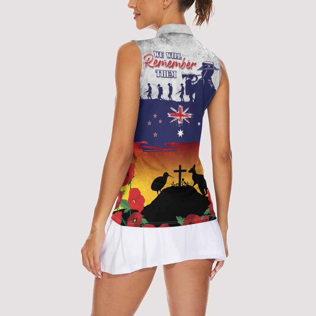 New Zealand And Australia ANZAC Last Post Women Sleeveless Polo Shirt LT05 - Polynesian Pride