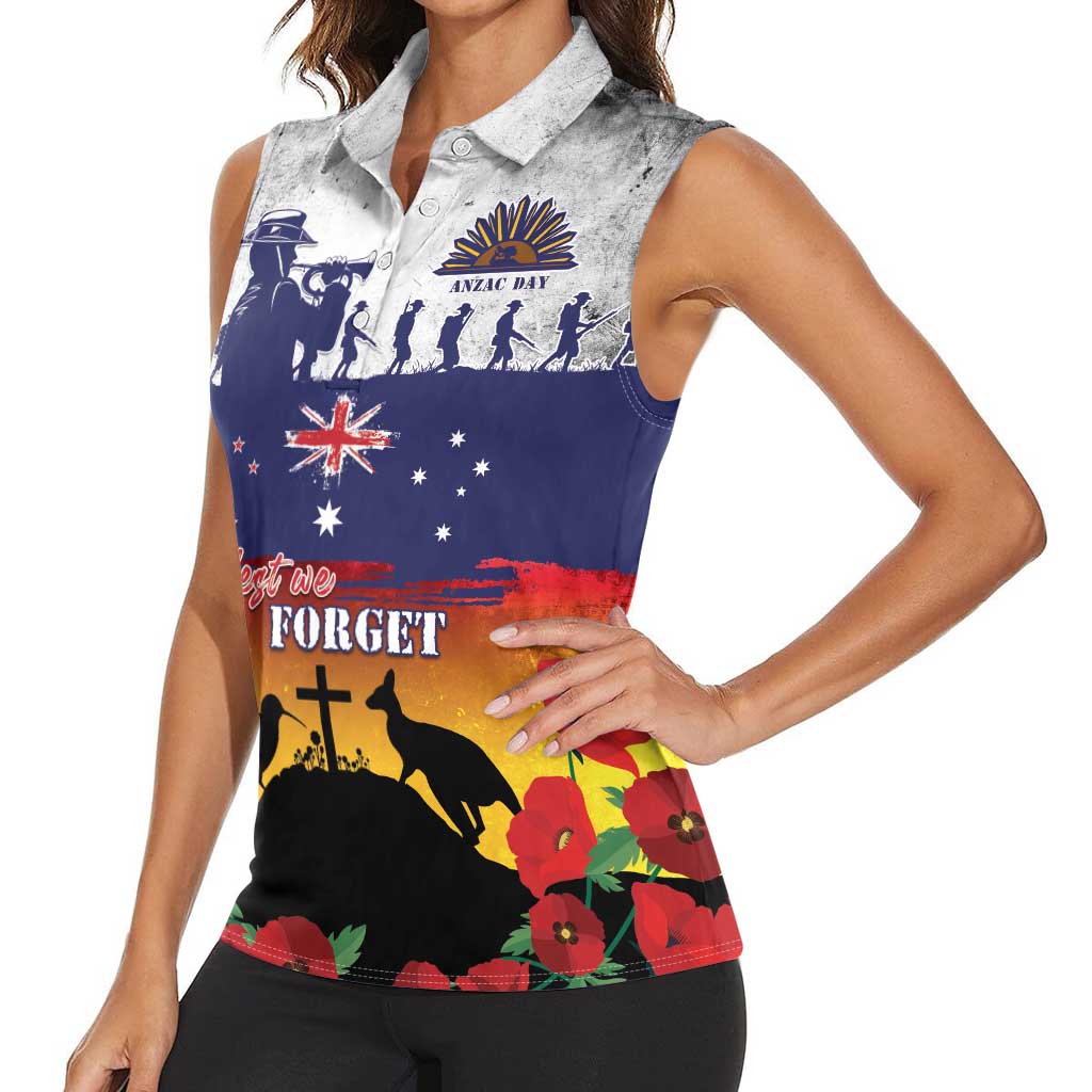 New Zealand And Australia ANZAC Last Post Women Sleeveless Polo Shirt LT05 - Polynesian Pride