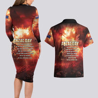 Honouring The ANZAC Spirit Couples Matching Long Sleeve Bodycon Dress and Hawaiian Shirt Gallipoli Lest We Forget LT05 - Polynesian Pride