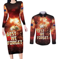 Honouring The ANZAC Spirit Couples Matching Long Sleeve Bodycon Dress and Long Sleeve Button Shirt Gallipoli Lest We Forget LT05 Red - Polynesian Pride