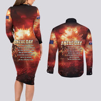 Honouring The ANZAC Spirit Couples Matching Long Sleeve Bodycon Dress and Long Sleeve Button Shirt Gallipoli Lest We Forget LT05 - Polynesian Pride
