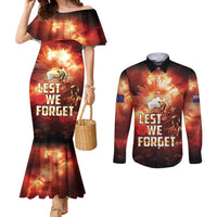 Honouring The ANZAC Spirit Couples Matching Mermaid Dress and Long Sleeve Button Shirt Gallipoli Lest We Forget LT05 Red - Polynesian Pride