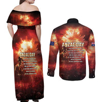 Honouring The ANZAC Spirit Couples Matching Off Shoulder Maxi Dress and Long Sleeve Button Shirt Gallipoli Lest We Forget LT05 - Polynesian Pride