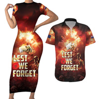 Honouring The ANZAC Spirit Couples Matching Short Sleeve Bodycon Dress and Hawaiian Shirt Gallipoli Lest We Forget LT05 Red - Polynesian Pride