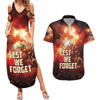 Honouring The ANZAC Spirit Couples Matching Summer Maxi Dress and Hawaiian Shirt Gallipoli Lest We Forget LT05 Red - Polynesian Pride