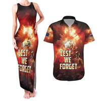 Honouring The ANZAC Spirit Couples Matching Tank Maxi Dress and Hawaiian Shirt Gallipoli Lest We Forget LT05 Red - Polynesian Pride