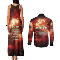 Honouring The ANZAC Spirit Couples Matching Tank Maxi Dress and Long Sleeve Button Shirt Gallipoli Lest We Forget LT05 - Polynesian Pride