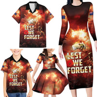 Honouring The ANZAC Spirit Family Matching Long Sleeve Bodycon Dress and Hawaiian Shirt Gallipoli Lest We Forget LT05 - Polynesian Pride