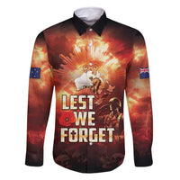 Honouring The ANZAC Spirit Family Matching Long Sleeve Bodycon Dress and Hawaiian Shirt Gallipoli Lest We Forget LT05 Dad's Shirt - Long Sleeve Red - Polynesian Pride