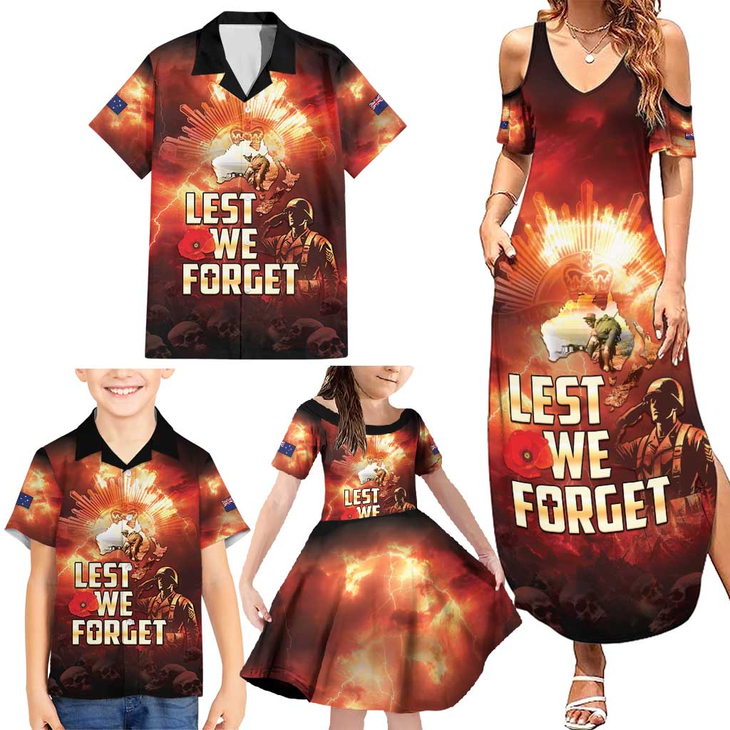 Honouring The ANZAC Spirit Family Matching Summer Maxi Dress and Hawaiian Shirt Gallipoli Lest We Forget LT05 - Polynesian Pride