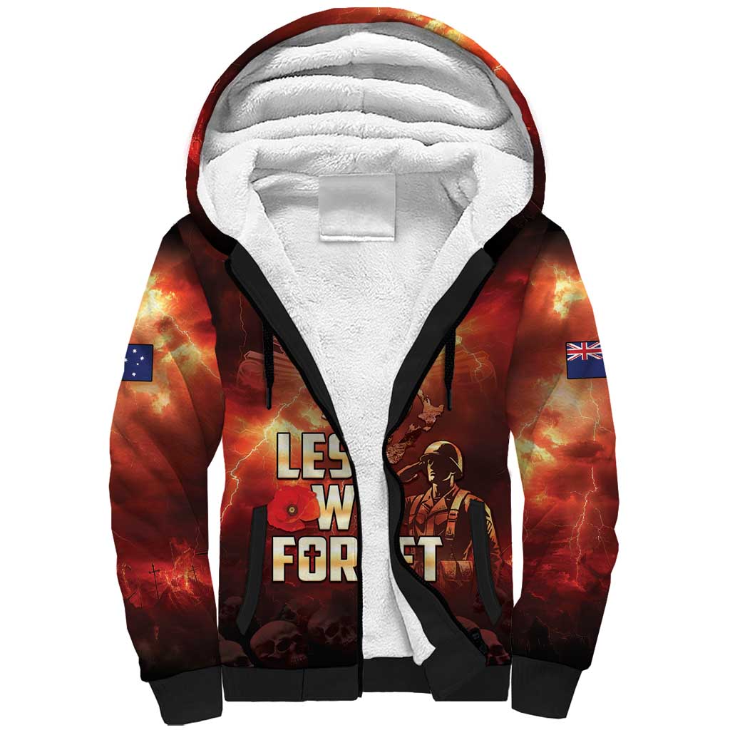 Honouring The ANZAC Spirit Sherpa Hoodie Gallipoli Lest We Forget LT05 Unisex Red - Polynesian Pride