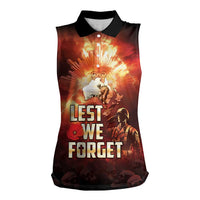 Honouring The ANZAC Spirit Women Sleeveless Polo Shirt Gallipoli Lest We Forget LT05 Female Red - Polynesian Pride