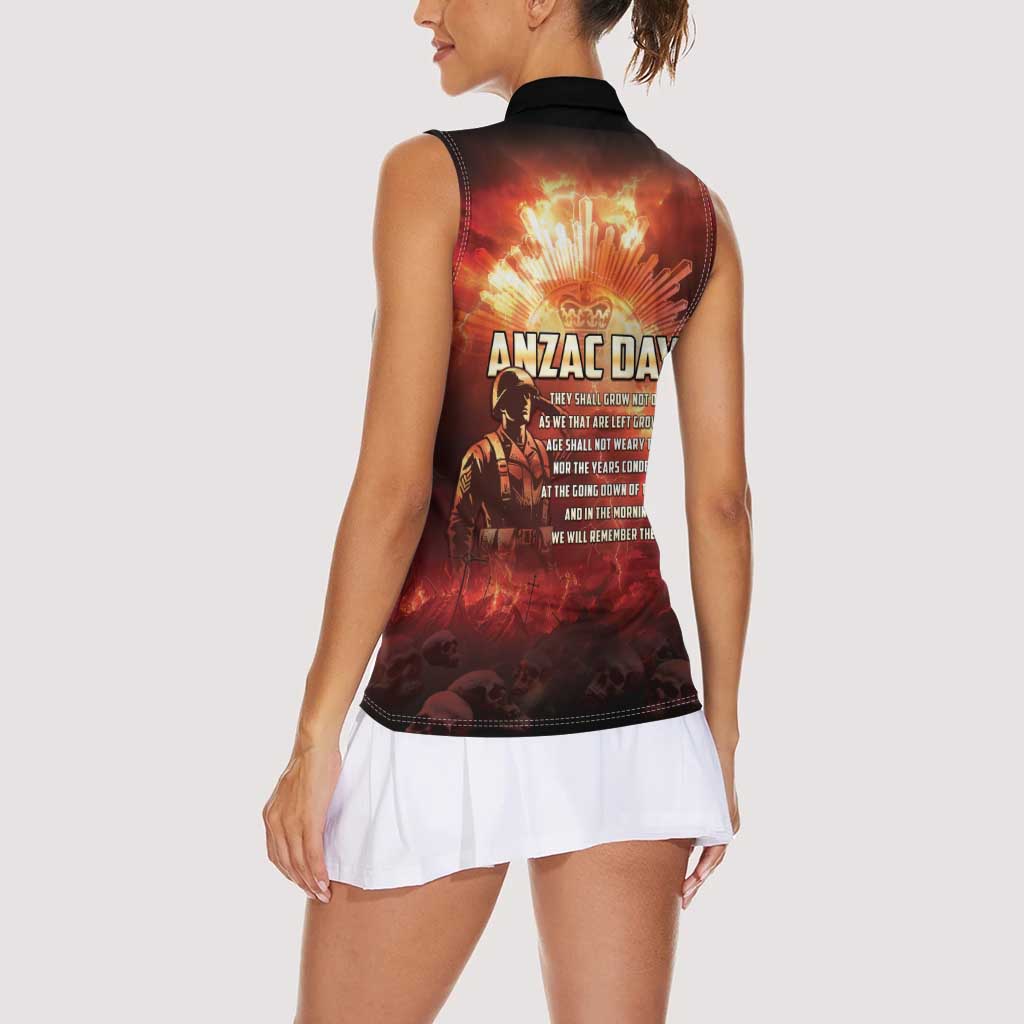 Honouring The ANZAC Spirit Women Sleeveless Polo Shirt Gallipoli Lest We Forget LT05 - Polynesian Pride