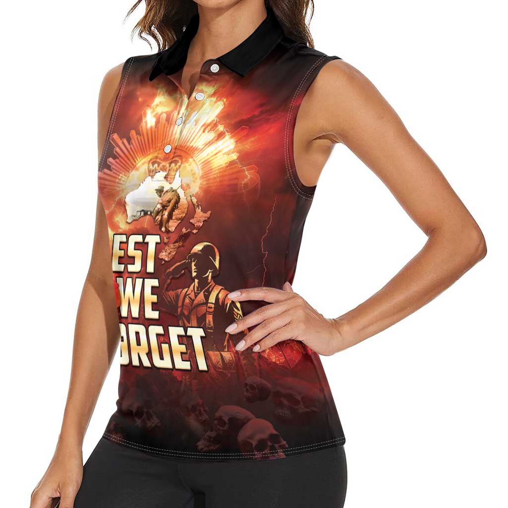 Honouring The ANZAC Spirit Women Sleeveless Polo Shirt Gallipoli Lest We Forget LT05 - Polynesian Pride