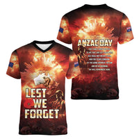 Honouring The ANZAC Spirit Women V-Neck T-Shirt Gallipoli Lest We Forget LT05 - Polynesian Pride