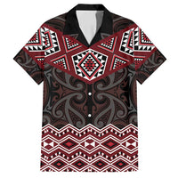 New Zealand Aotearoa Family Matching Long Sleeve Bodycon Dress and Hawaiian Shirt Red Taniko Art Maori Pattern LT05 Dad's Shirt - Short Sleeve Red - Polynesian Pride