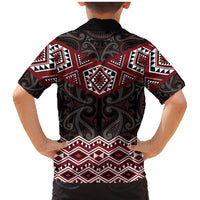 New Zealand Aotearoa Family Matching Mermaid Dress and Hawaiian Shirt Red Taniko Art Maori Pattern LT05 - Polynesian Pride