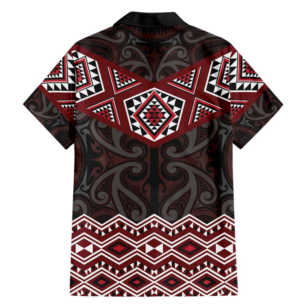 New Zealand Aotearoa Family Matching Puletasi and Hawaiian Shirt Red Taniko Art Maori Pattern LT05 - Polynesian Pride