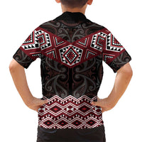 New Zealand Aotearoa Family Matching Short Sleeve Bodycon Dress and Hawaiian Shirt Red Taniko Art Maori Pattern LT05 - Polynesian Pride