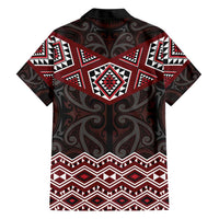 New Zealand Aotearoa Family Matching Short Sleeve Bodycon Dress and Hawaiian Shirt Red Taniko Art Maori Pattern LT05 - Polynesian Pride