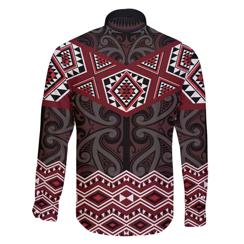 New Zealand Aotearoa Family Matching Short Sleeve Bodycon Dress and Hawaiian Shirt Red Taniko Art Maori Pattern LT05 - Polynesian Pride