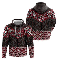 New Zealand Aotearoa Hoodie Red Taniko Art Maori Pattern LT05 - Polynesian Pride