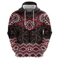 New Zealand Aotearoa Hoodie Red Taniko Art Maori Pattern LT05 - Polynesian Pride
