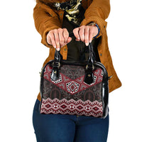 New Zealand Aotearoa Shoulder Handbag Red Taniko Art Maori Pattern LT05 One Size Red - Polynesian Pride