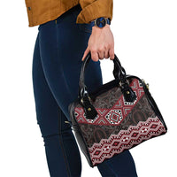 New Zealand Aotearoa Shoulder Handbag Red Taniko Art Maori Pattern LT05 - Polynesian Pride