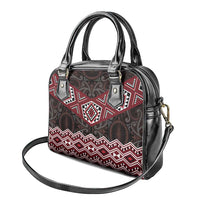 New Zealand Aotearoa Shoulder Handbag Red Taniko Art Maori Pattern LT05 - Polynesian Pride