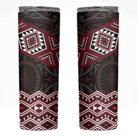 New Zealand Aotearoa Skinny Tumbler Red Taniko Art Maori Pattern LT05 Red - Polynesian Pride