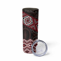 New Zealand Aotearoa Skinny Tumbler Red Taniko Art Maori Pattern LT05 - Polynesian Pride