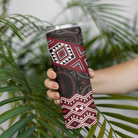 New Zealand Aotearoa Skinny Tumbler Red Taniko Art Maori Pattern LT05 - Polynesian Pride