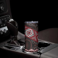 New Zealand Aotearoa Skinny Tumbler Red Taniko Art Maori Pattern LT05 - Polynesian Pride