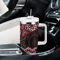 New Zealand Aotearoa Tumbler With Handle Red Taniko Art Maori Pattern