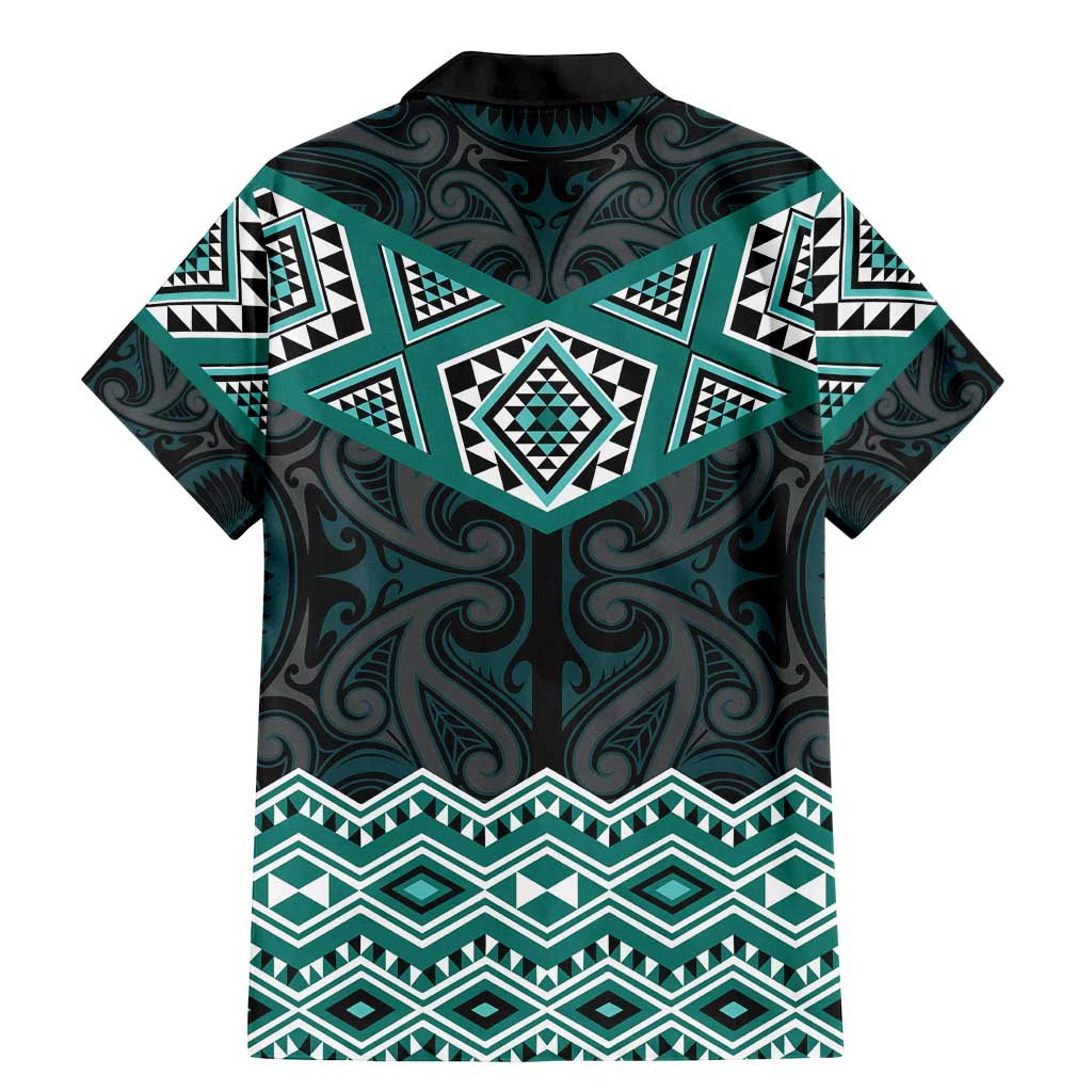 New Zealand Aotearoa Family Matching Mermaid Dress and Hawaiian Shirt Turquoise Taniko Art Maori Pattern LT05 - Polynesian Pride