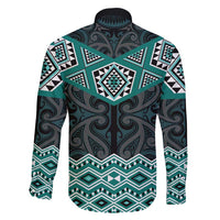 New Zealand Aotearoa Family Matching Off Shoulder Maxi Dress and Hawaiian Shirt Turquoise Taniko Art Maori Pattern LT05 - Polynesian Pride