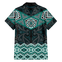 New Zealand Aotearoa Family Matching Tank Maxi Dress and Hawaiian Shirt Turquoise Taniko Art Maori Pattern LT05 - Polynesian Pride