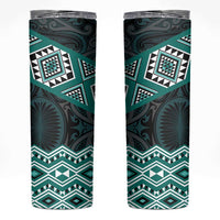 New Zealand Aotearoa Skinny Tumbler Turquoise Taniko Art Maori Pattern LT05 Turquoise - Polynesian Pride