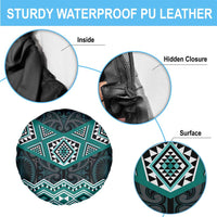 New Zealand Aotearoa Spare Tire Cover Turquoise Taniko Art Maori Pattern