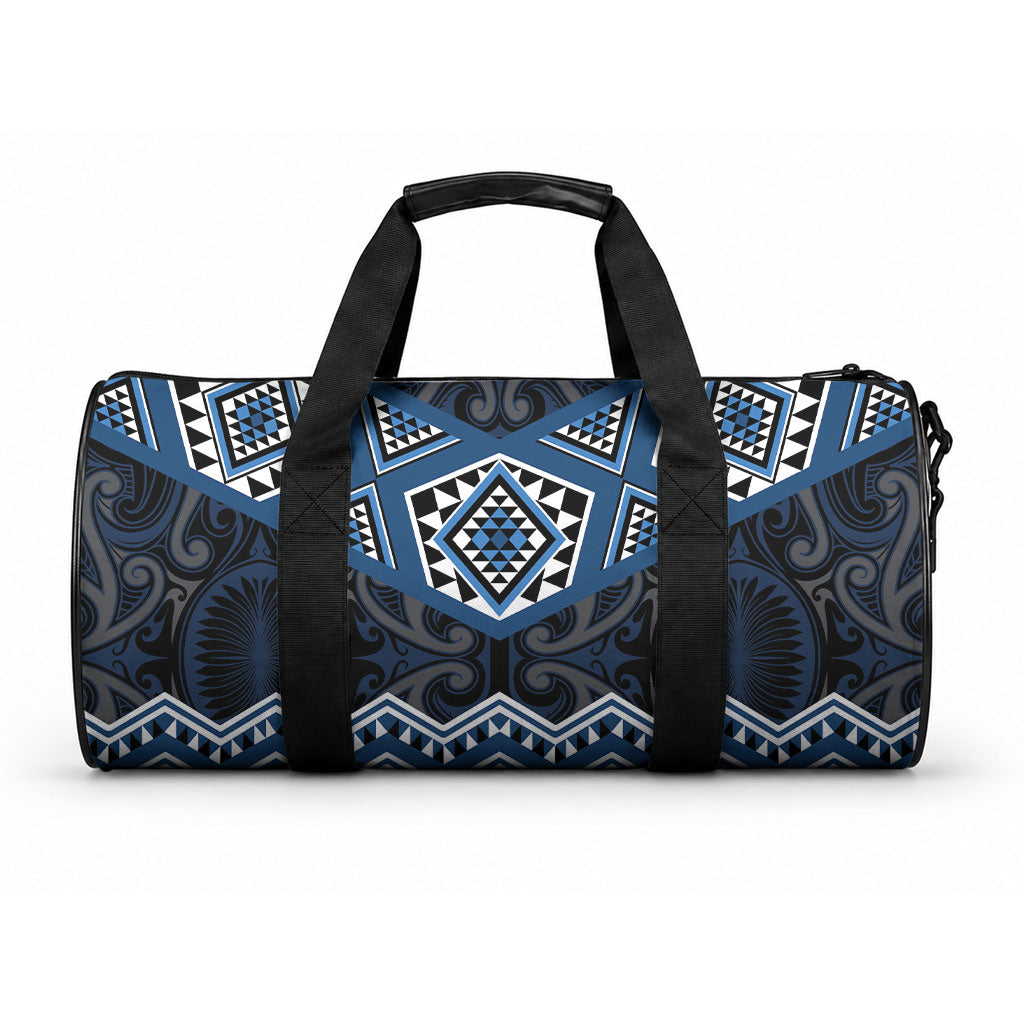 New Zealand Aotearoa Duffle Bag Blue Taniko Art Maori Pattern LT05 One size Blue - Polynesian Pride