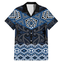 New Zealand Aotearoa Family Matching Mermaid Dress and Hawaiian Shirt Blue Taniko Art Maori Pattern LT05 Dad's Shirt - Short Sleeve Blue - Polynesian Pride