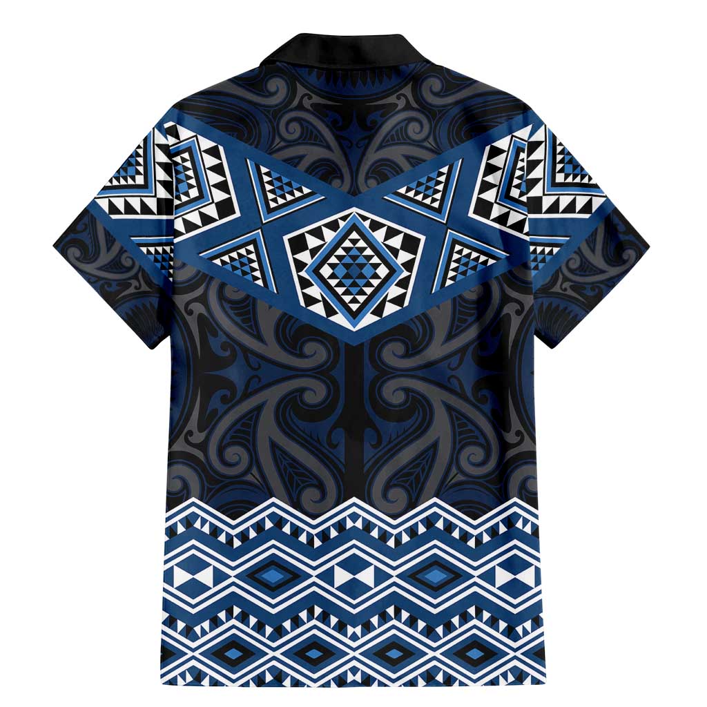 New Zealand Aotearoa Family Matching Mermaid Dress and Hawaiian Shirt Blue Taniko Art Maori Pattern LT05 - Polynesian Pride