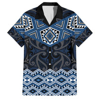 New Zealand Aotearoa Family Matching Off The Shoulder Long Sleeve Dress and Hawaiian Shirt Blue Taniko Art Maori Pattern LT05 Dad's Shirt - Short Sleeve Blue - Polynesian Pride