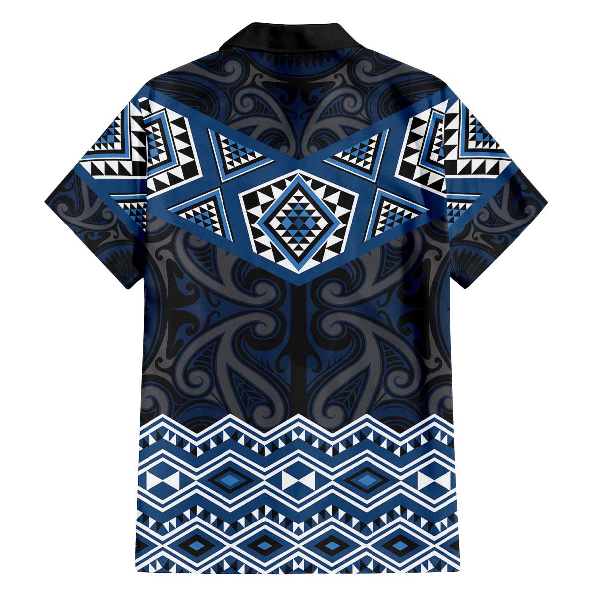 New Zealand Aotearoa Family Matching Off The Shoulder Long Sleeve Dress and Hawaiian Shirt Blue Taniko Art Maori Pattern LT05 - Polynesian Pride