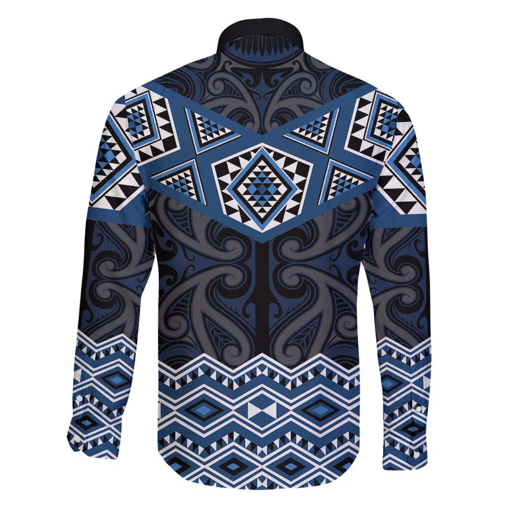 New Zealand Aotearoa Family Matching Puletasi and Hawaiian Shirt Blue Taniko Art Maori Pattern LT05 - Polynesian Pride