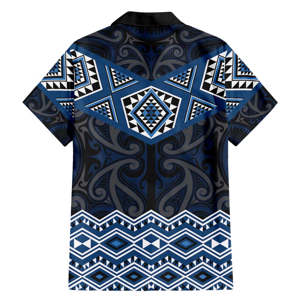 New Zealand Aotearoa Family Matching Short Sleeve Bodycon Dress and Hawaiian Shirt Blue Taniko Art Maori Pattern LT05 - Polynesian Pride
