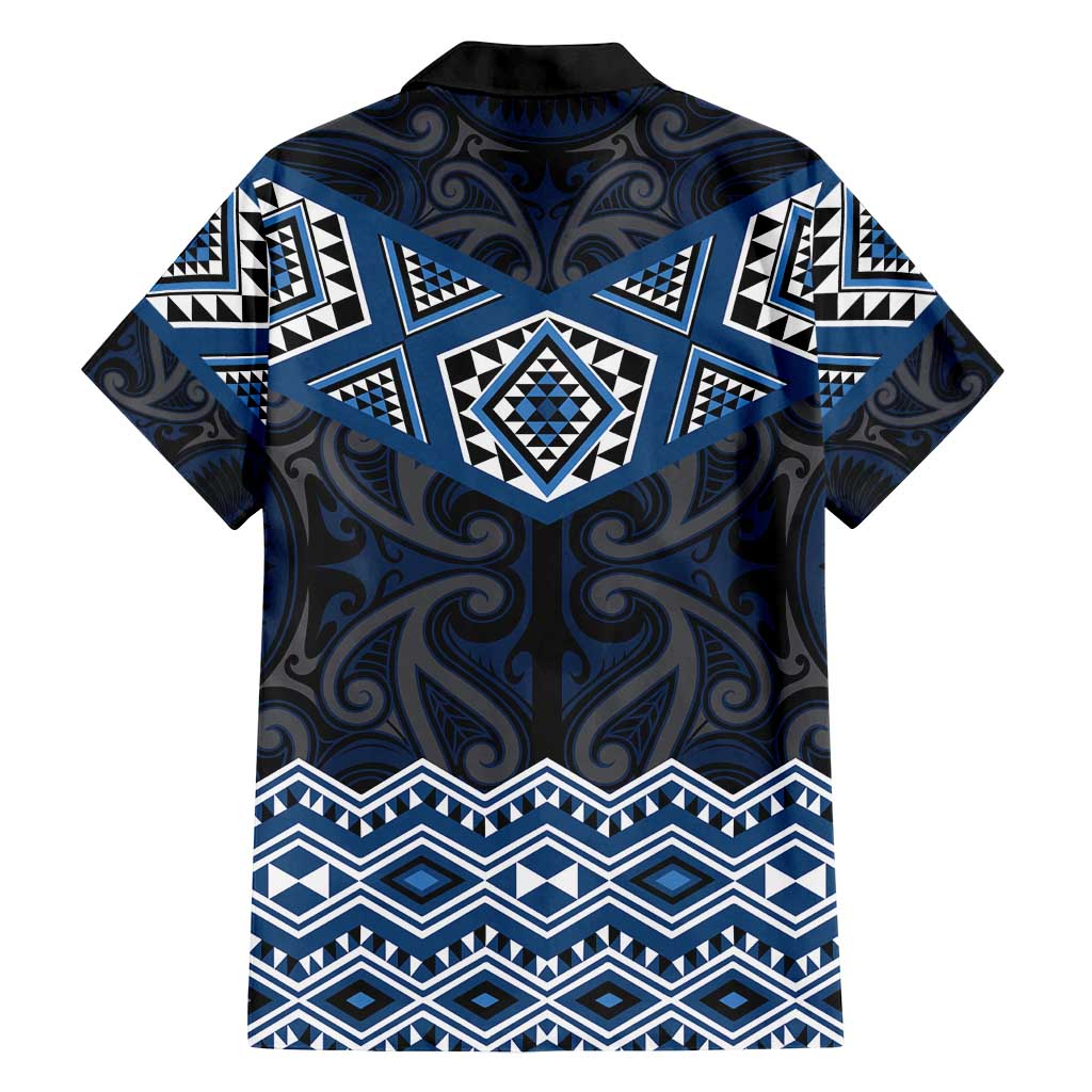 New Zealand Aotearoa Family Matching Summer Maxi Dress and Hawaiian Shirt Blue Taniko Art Maori Pattern LT05 - Polynesian Pride
