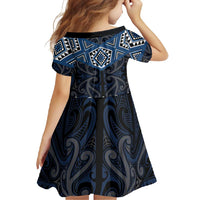 New Zealand Aotearoa Family Matching Tank Maxi Dress and Hawaiian Shirt Blue Taniko Art Maori Pattern LT05 - Polynesian Pride