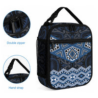 New Zealand Aotearoa Lunch Bag Blue Taniko Art Maori Pattern LT05 - Polynesian Pride